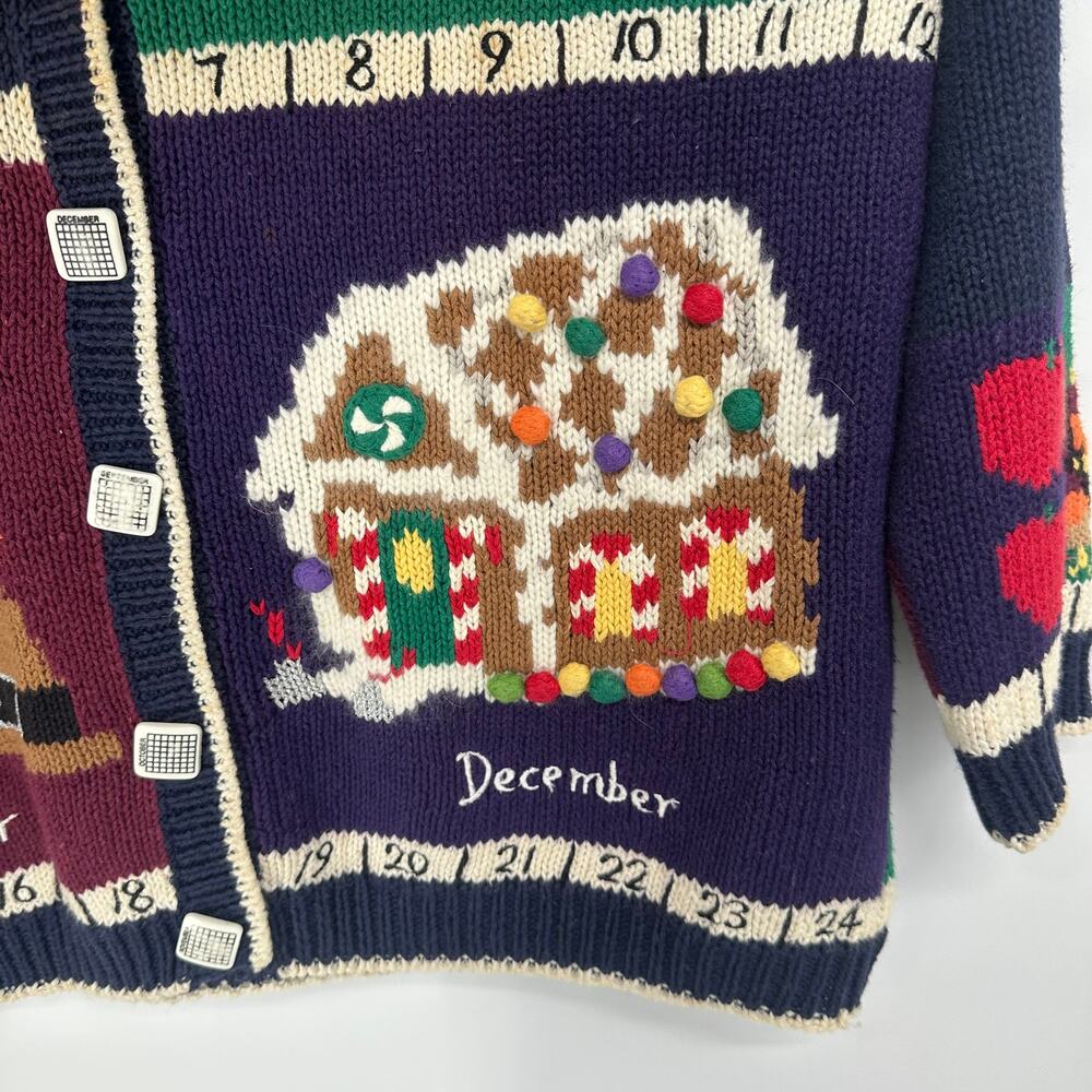 Vintage 90’s Teacher Sweater Fall Winter Months Novelty Chunky Knit Cardigan - Picture 7 of 14